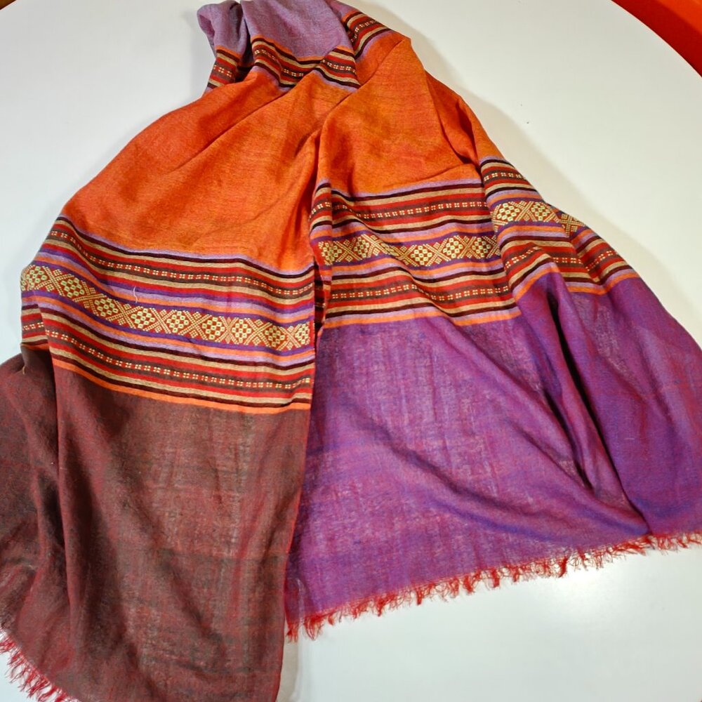Handwoven Striped Colorful Scarf - Geometric Pattern - Colorblock
